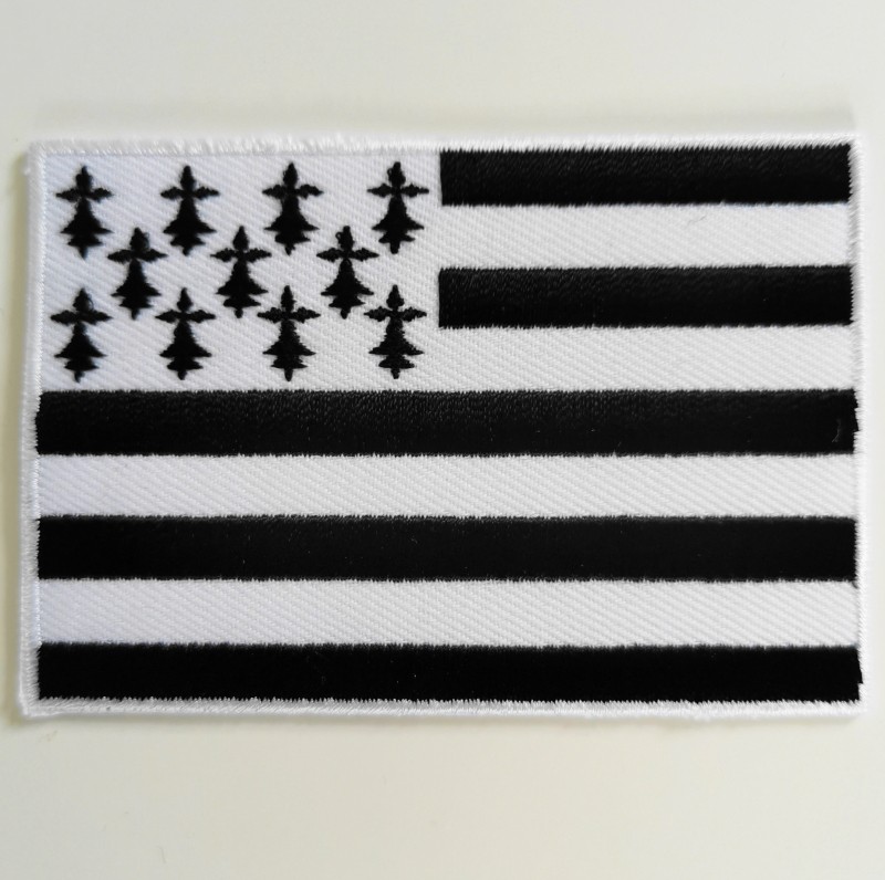 Patch Brodé Thermocollant Bretagne - 7,5 X 5 Cm - Drapeau Breton - Décoratif Pour Vêtements, Sacs